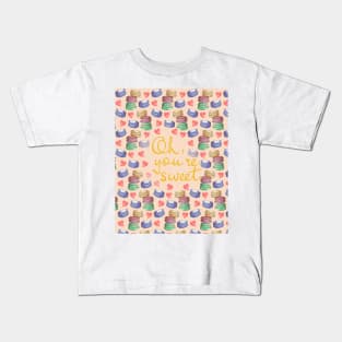 Oh Youre Sweet Macaron Dreams Watercolour Red Gold Kids T-Shirt